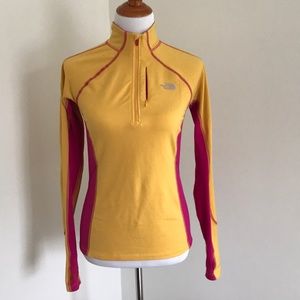 North Face Half Zip Yellow And Pink Size Small.
